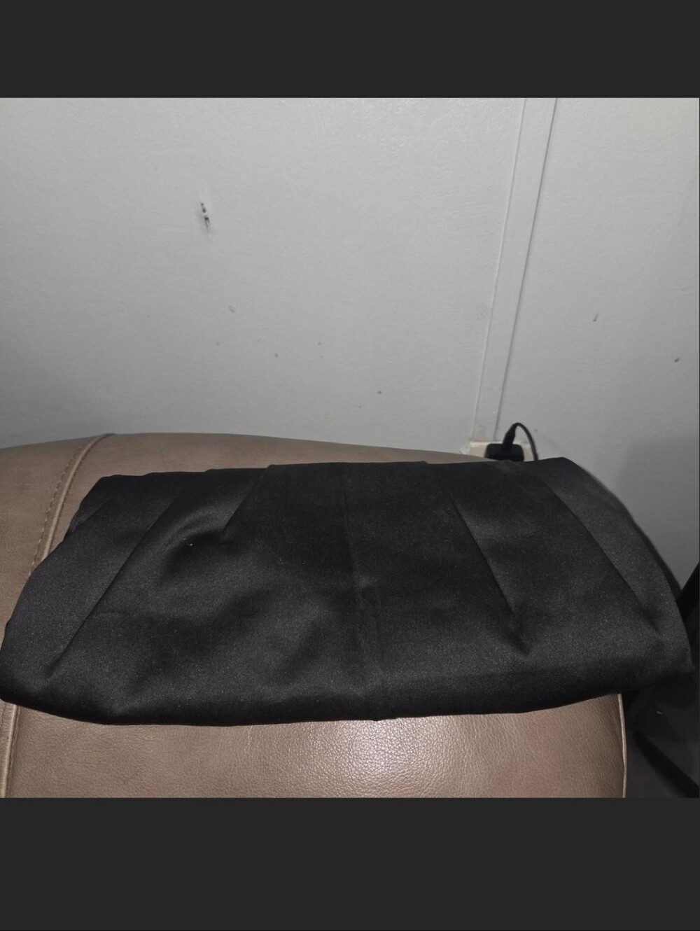 Express Black Satin Evening Clutch with Burgundy Lining
